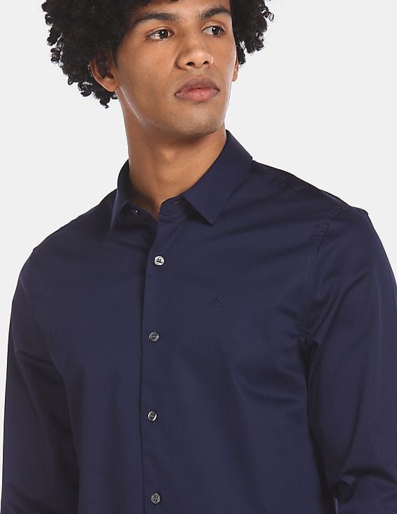 calvin klein navy blue dress shirt Shirt Calvin Klein Navy Blue Long Dress Calvin Klein Jeans Vintage Indigo  Slim Fit Shirt