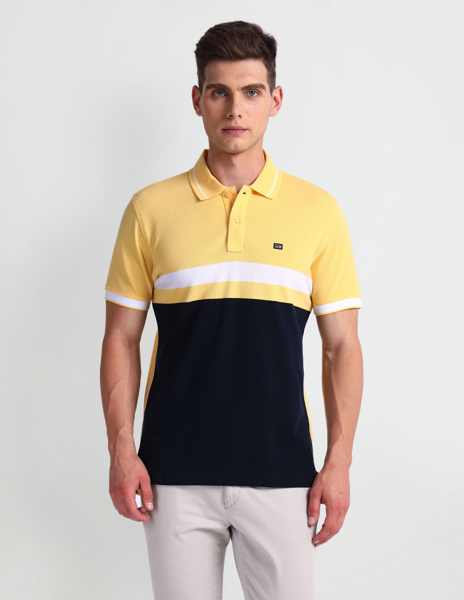 Arrow Sports Colour Block Cotton Polo Shirt