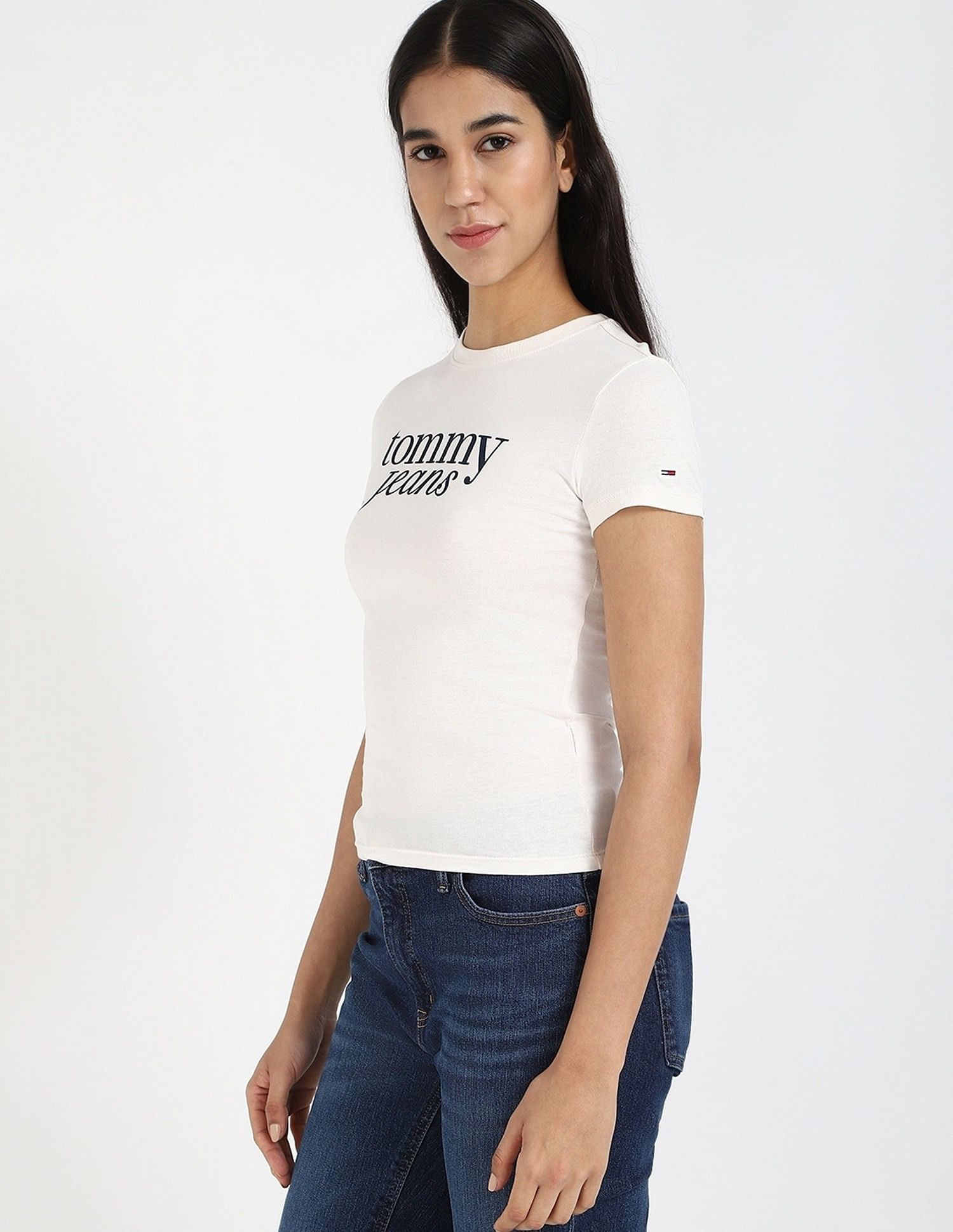 Tommy Hilfiger Womens White Logo T-Shirt