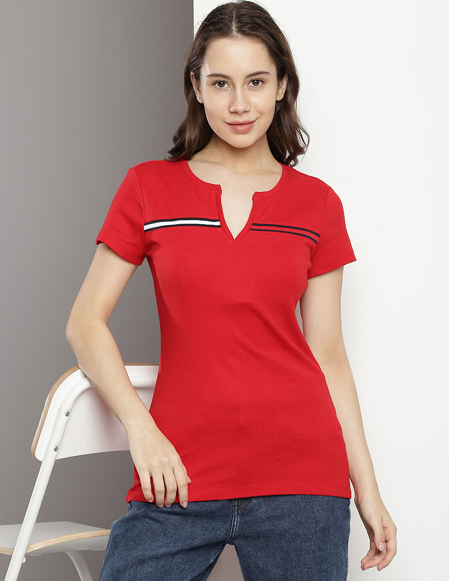 Tommy Hilfiger V-Neck Cotton Tracey T-Shirt