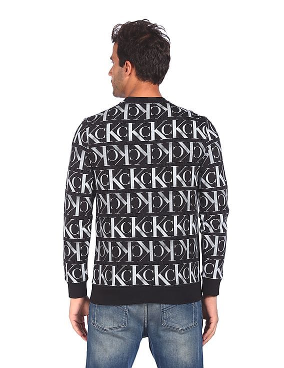 Buy Calvin Klein Men Black Long Sleeve Brand Logo Print Sweatshirt