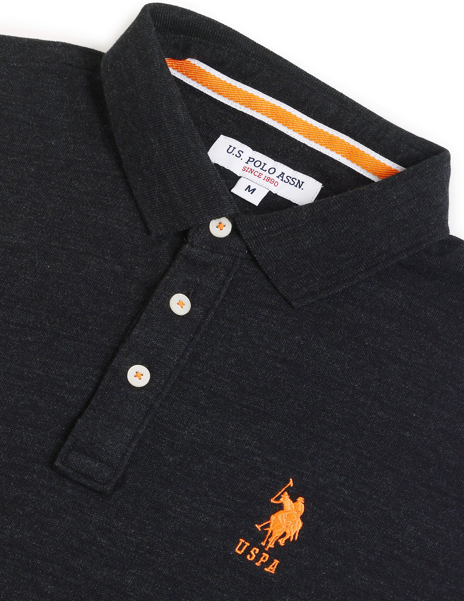 Buy . Polo Assn. Men Charcoal Heathered Polo Shirt 