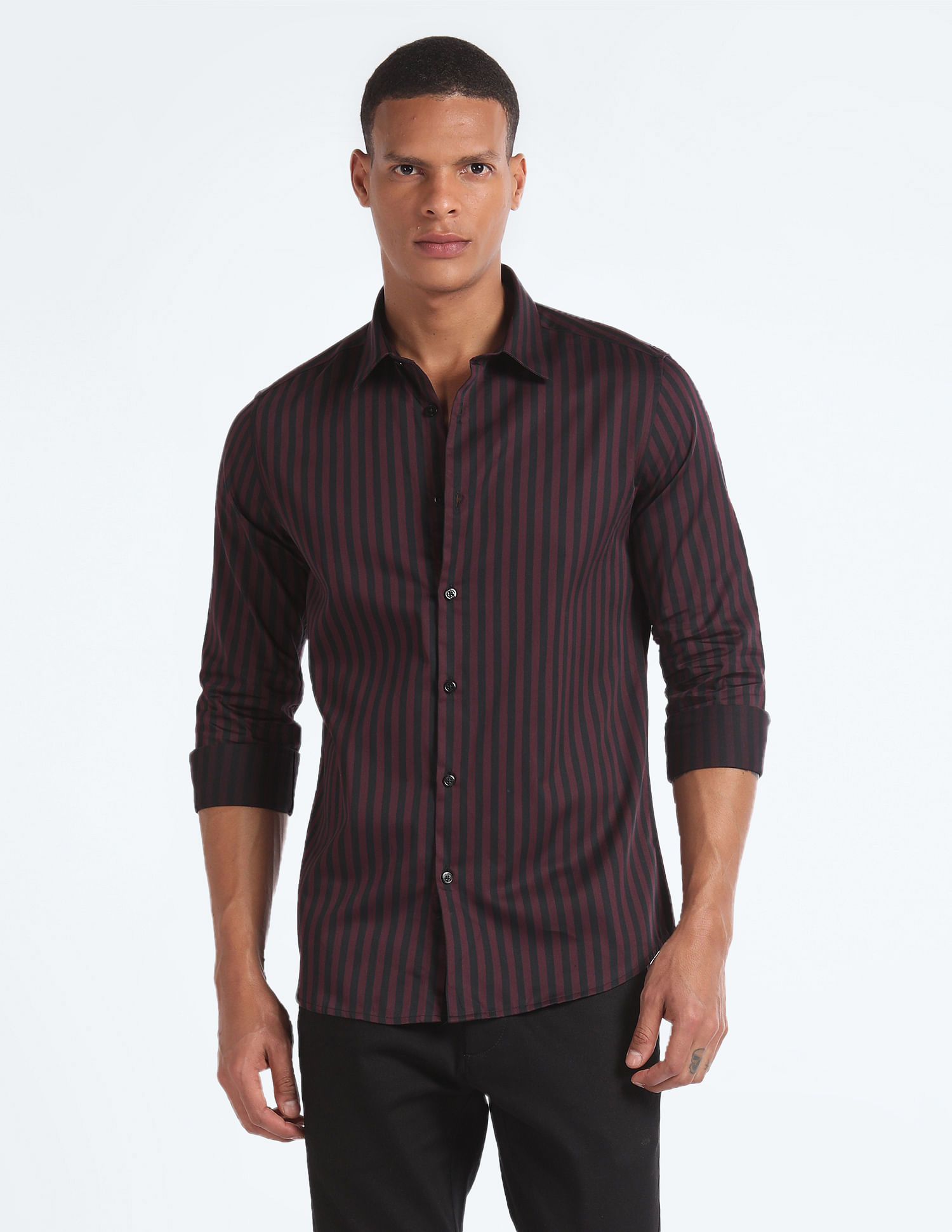 Flying Machine Vertical Stripe Slim Fit Shirt