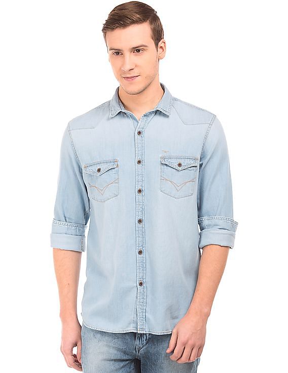 Buy Flying Machine Denim Blue Casual Shirt - Shirts for Men 947205 | Myntra