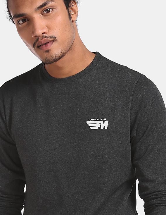 Buy Flying Machine Men Dark Grey Crew 