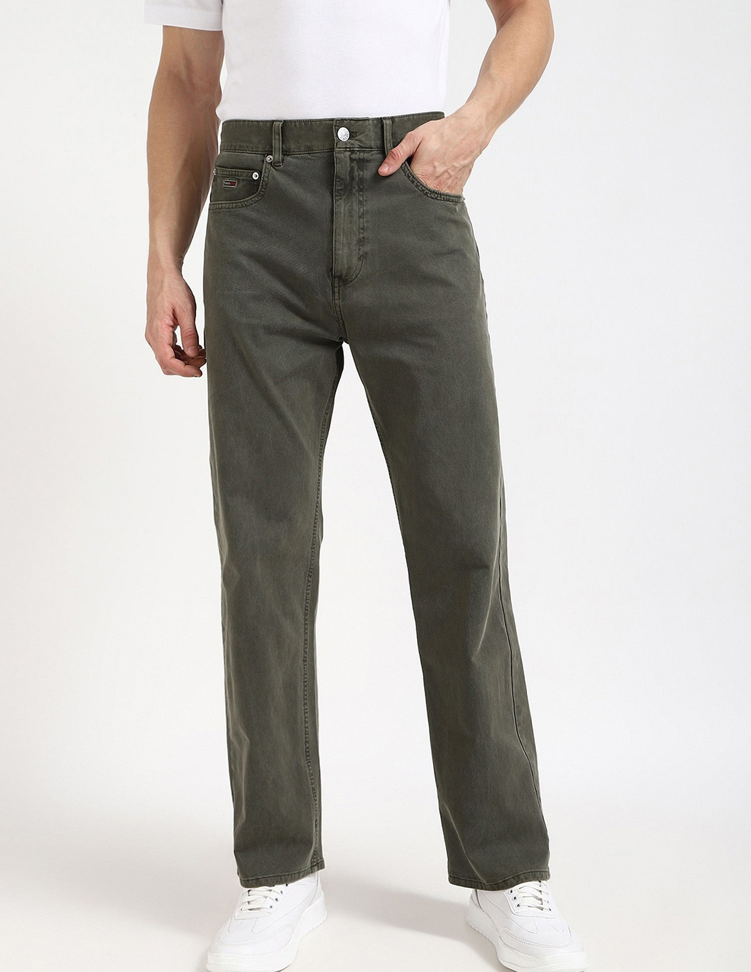 Tommy Hilfiger Olive Men's Trousers for Rugged Look