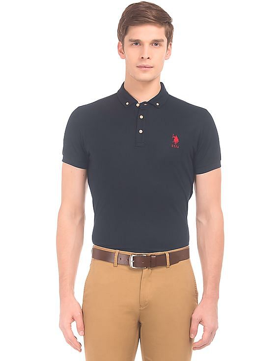 U.S. Polo Assn. Button Down Collar Solid Polo Shirt