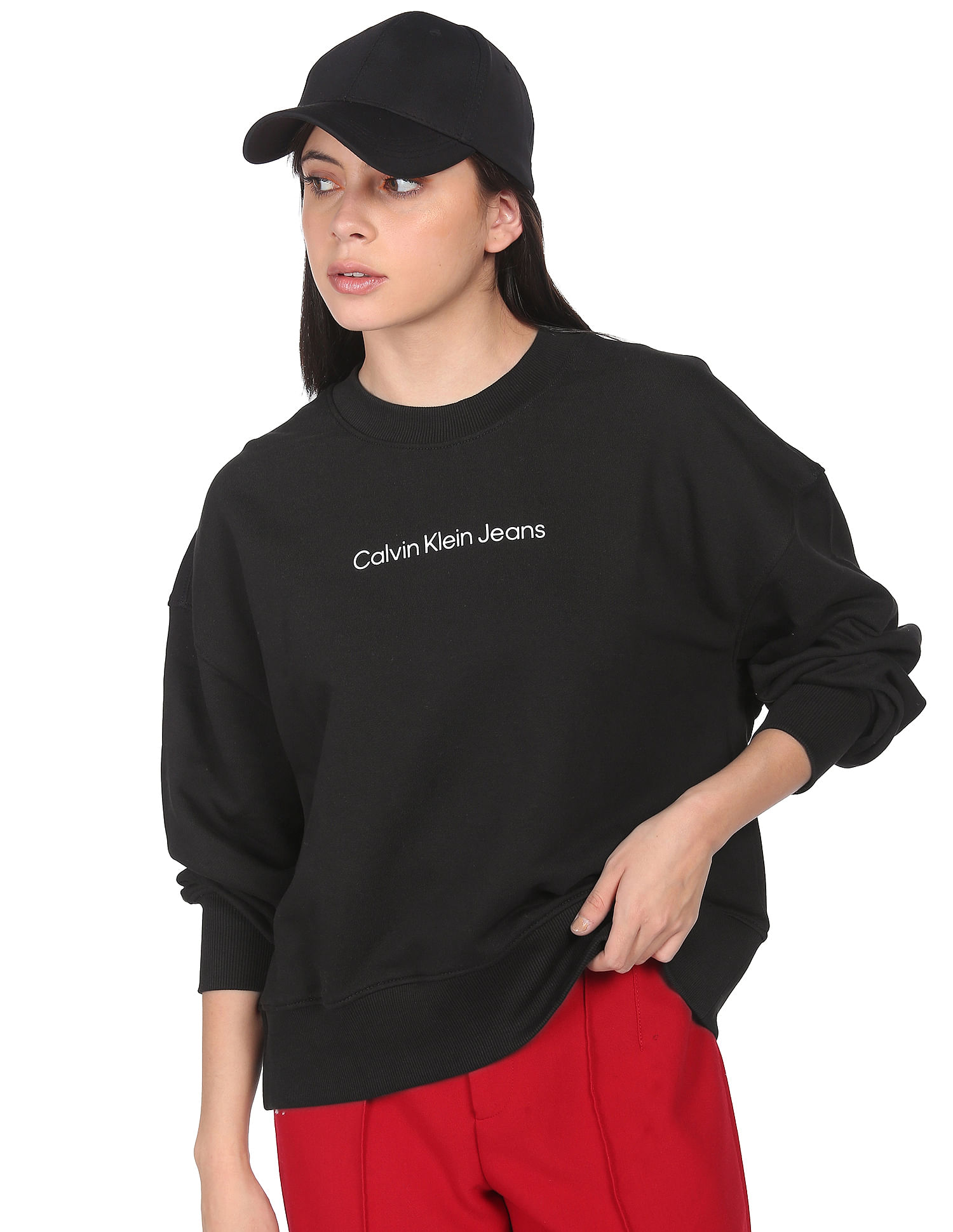 Calvin Klein Jeans SWEATSHIRT CREW NECK INSTITUTIONAL - Sweatshirt - ck  black/black 