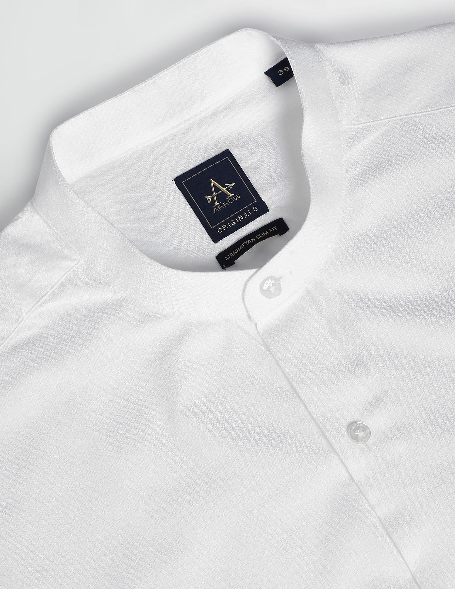 Arrow Mandarin Collar Self Design Formal Shirt
