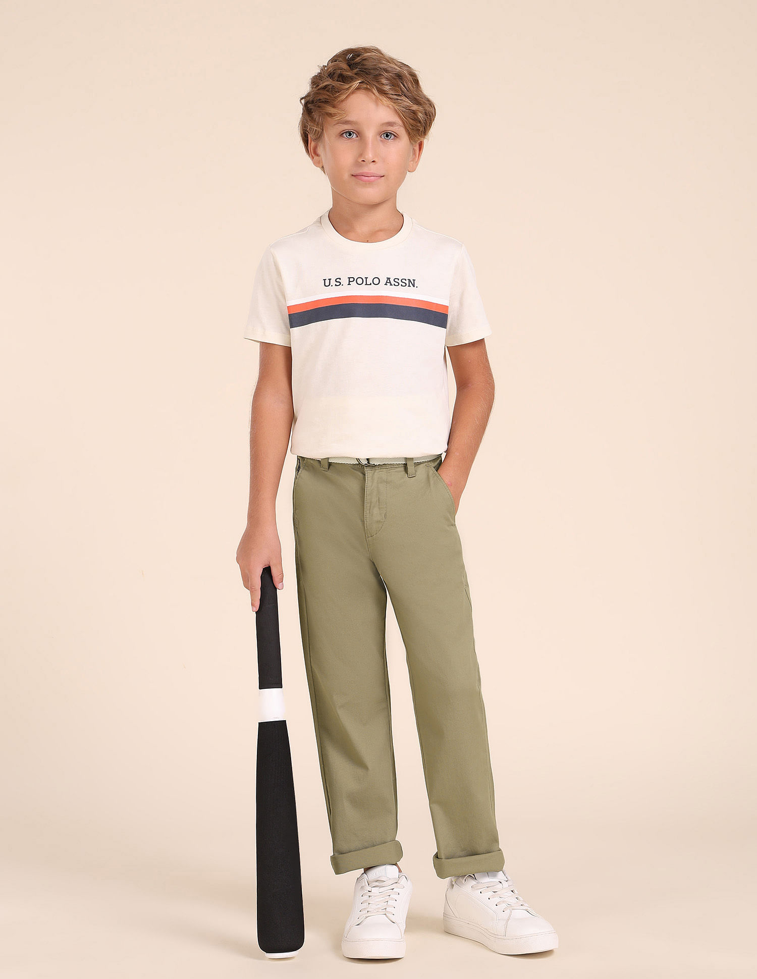 U.S. Polo Assn. Kids Boys Pure Cotton Slim Fit Trousers