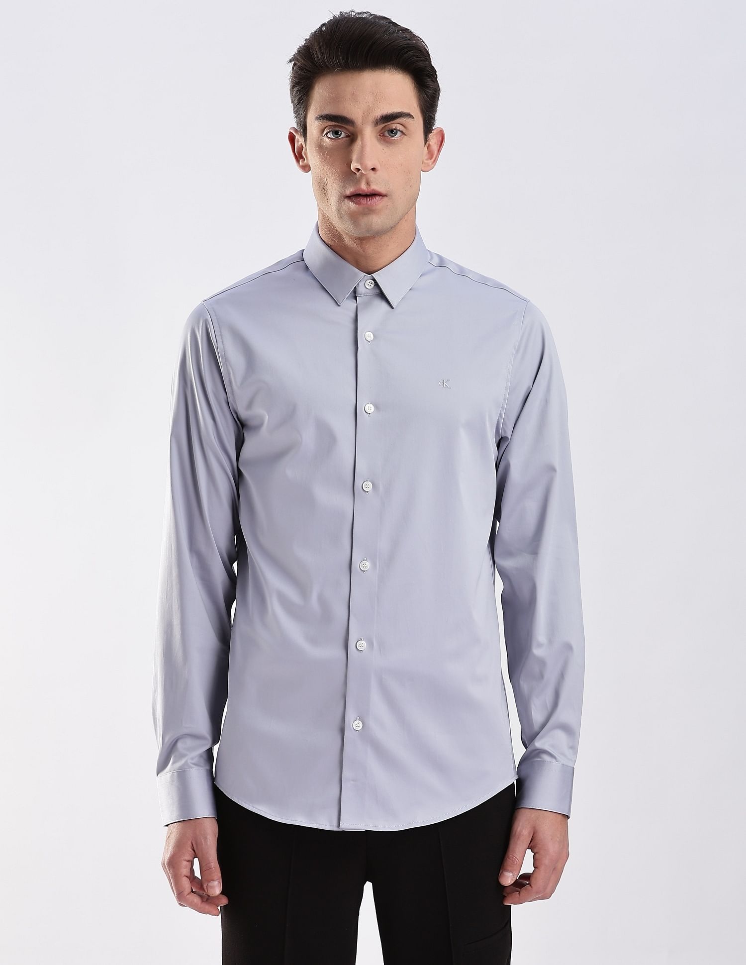 Calvin Klein Jeans Solid Slim Fit Satin Woven Shirt