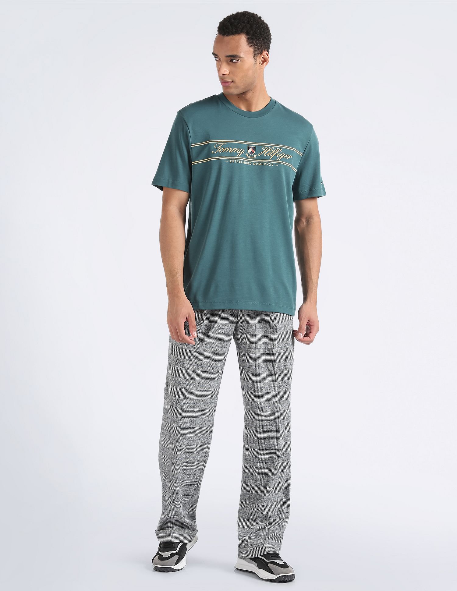 Tommy Hilfiger Gold Embroidered Cotton T-Shirt