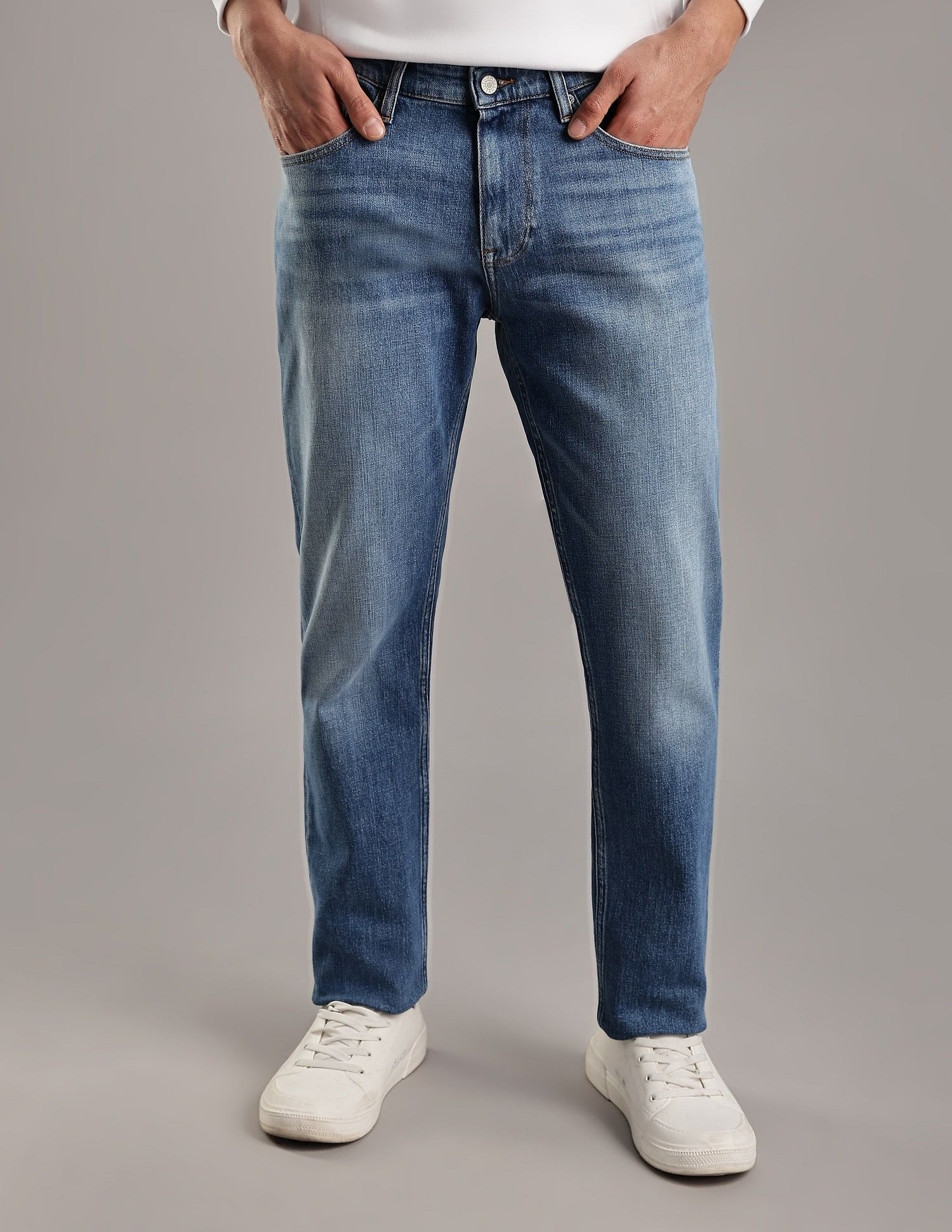 Tommy Hilfiger Mid-Wash Slim-Fit Mid Rise Jeans