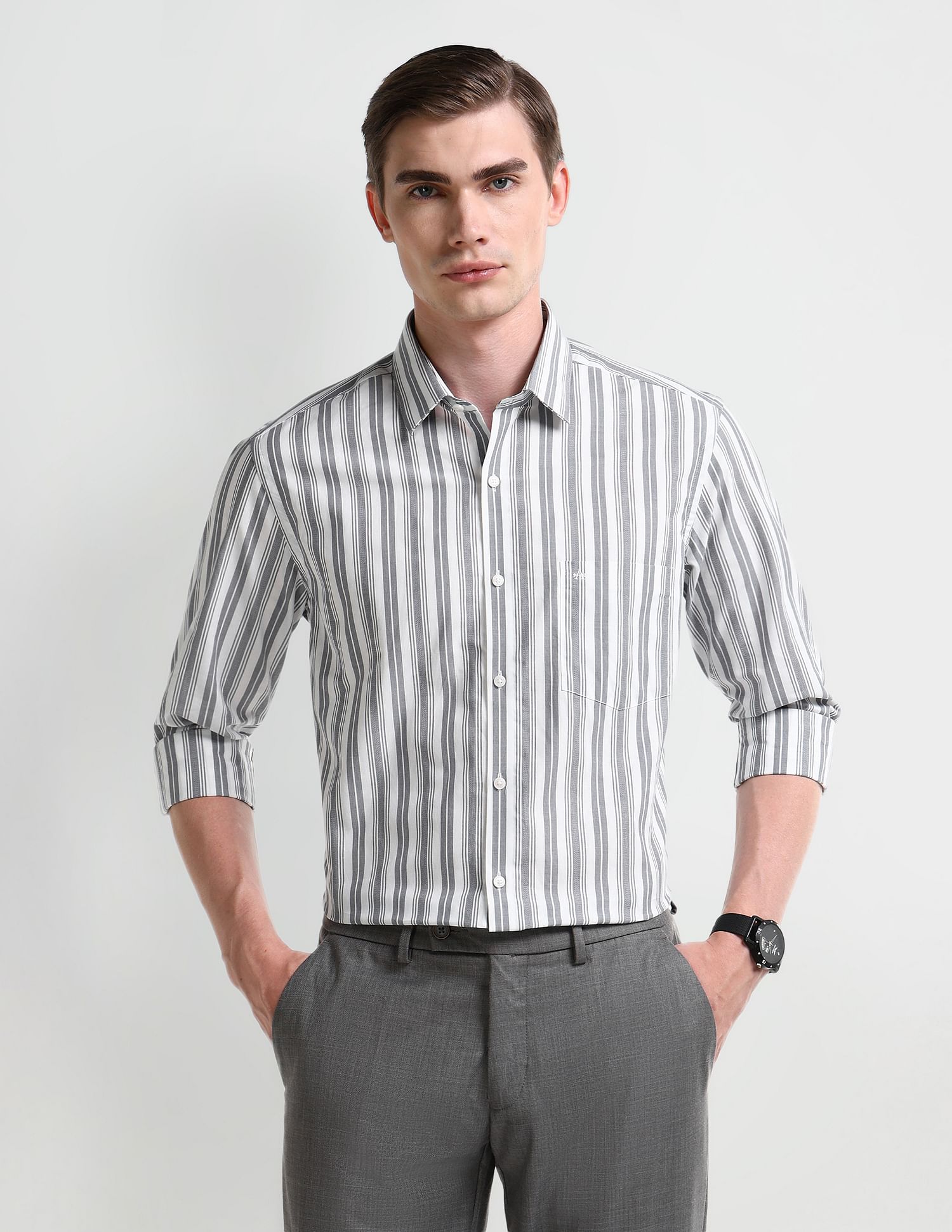Arrow Vertical Striped Cotton Shirt