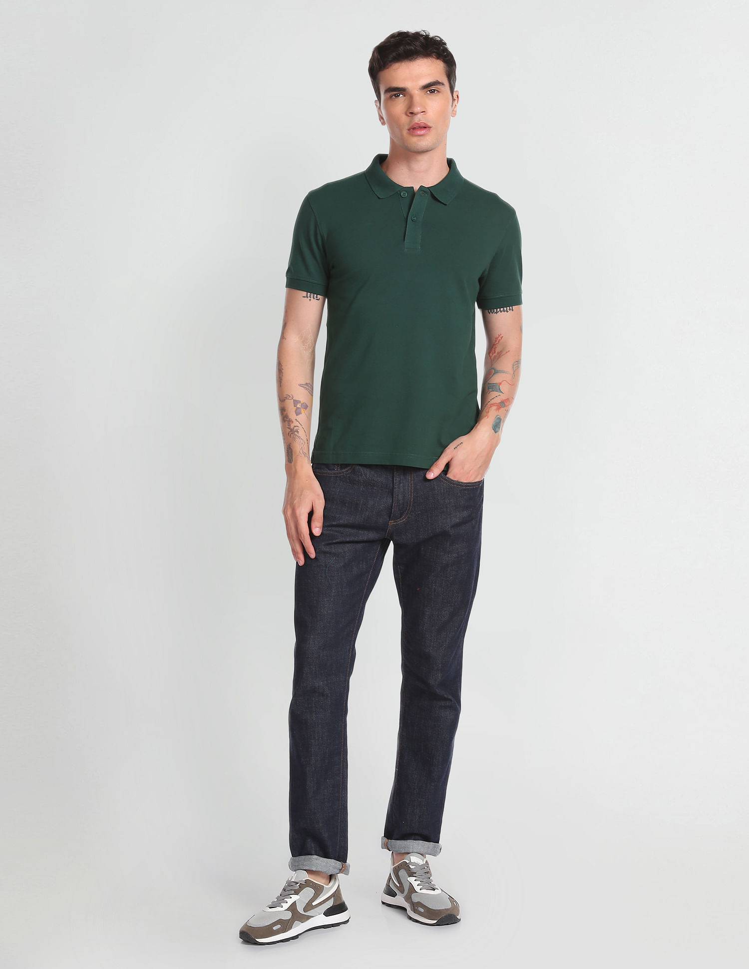 Flying Machine Solid Pique Polo Shirt