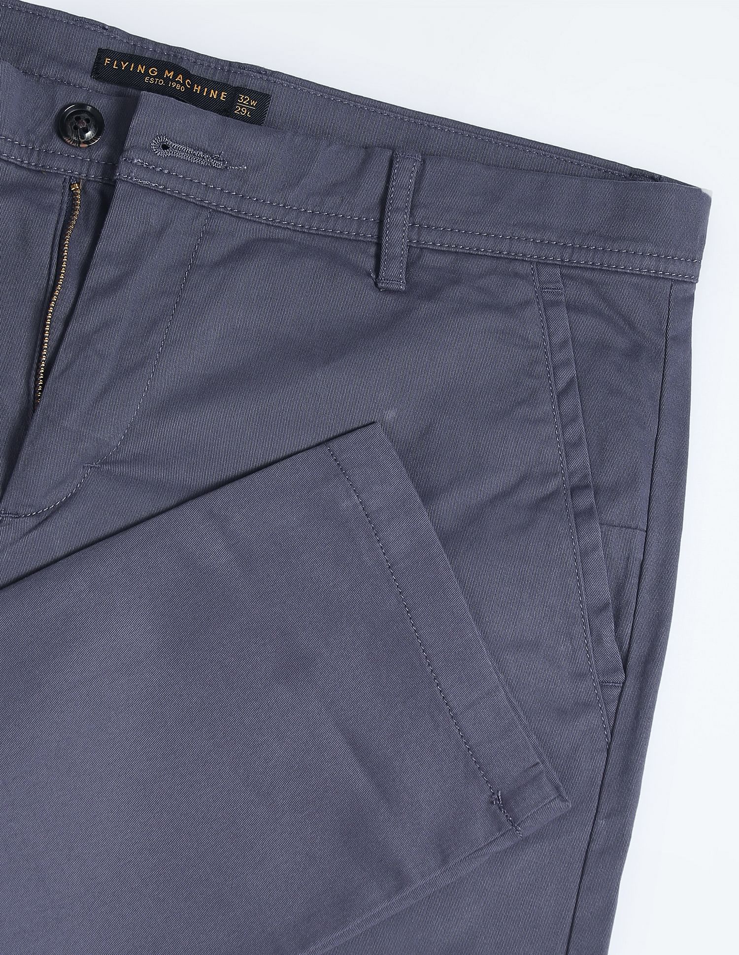Flying Machine Slash Slim Tapered Fit Solid Trousers