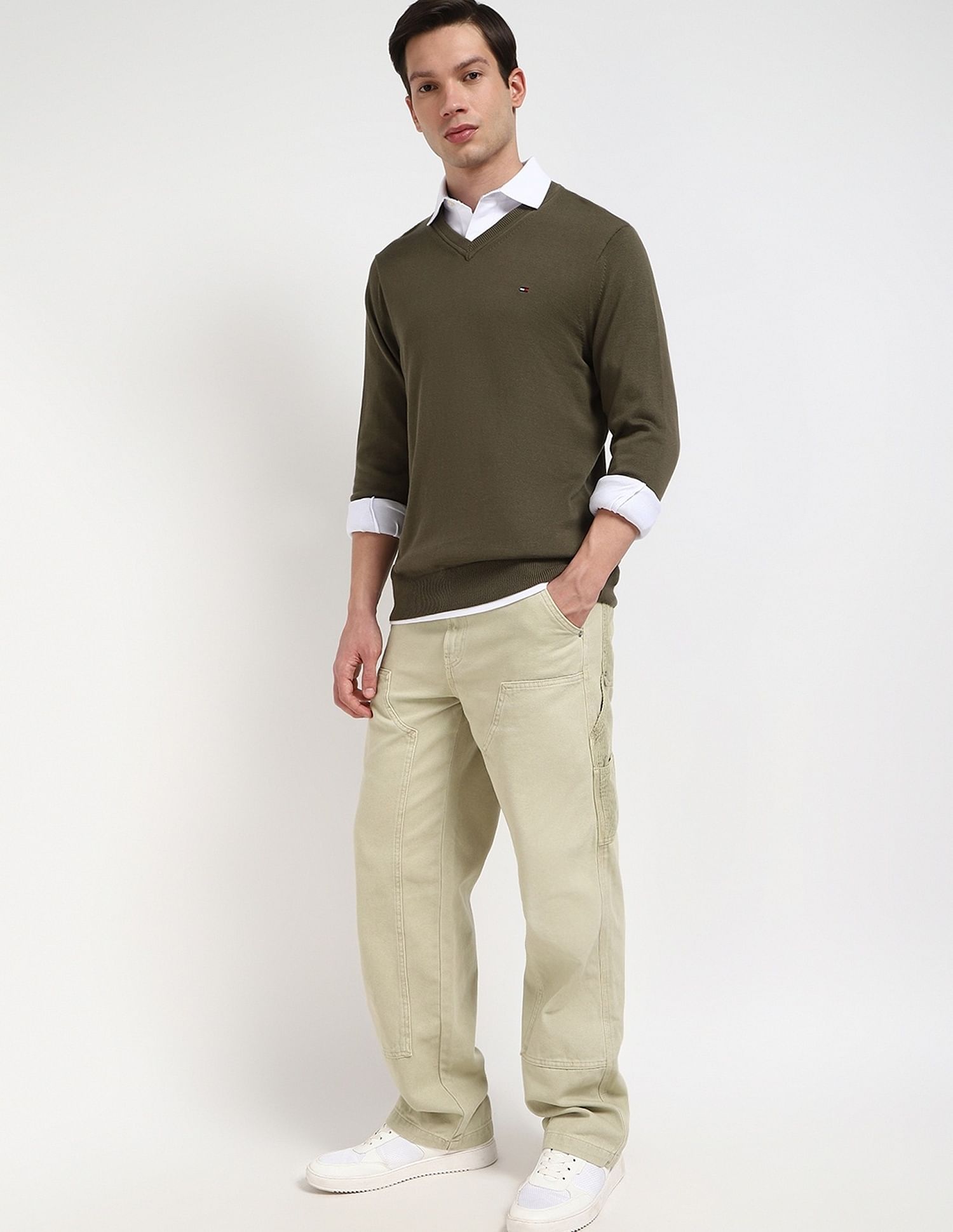 Tommy Hilfiger Solid Regular-Fit Cotton Sweater