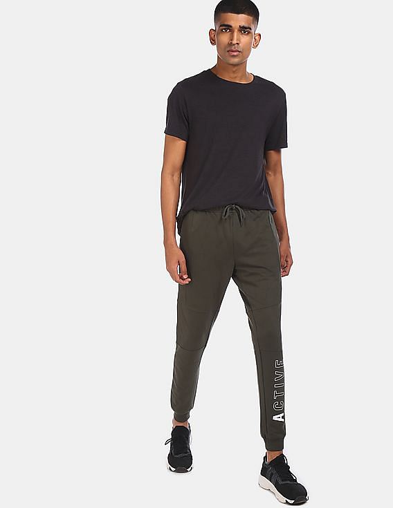 Flying Machine Elasticized Waist Cotton Print Joggers