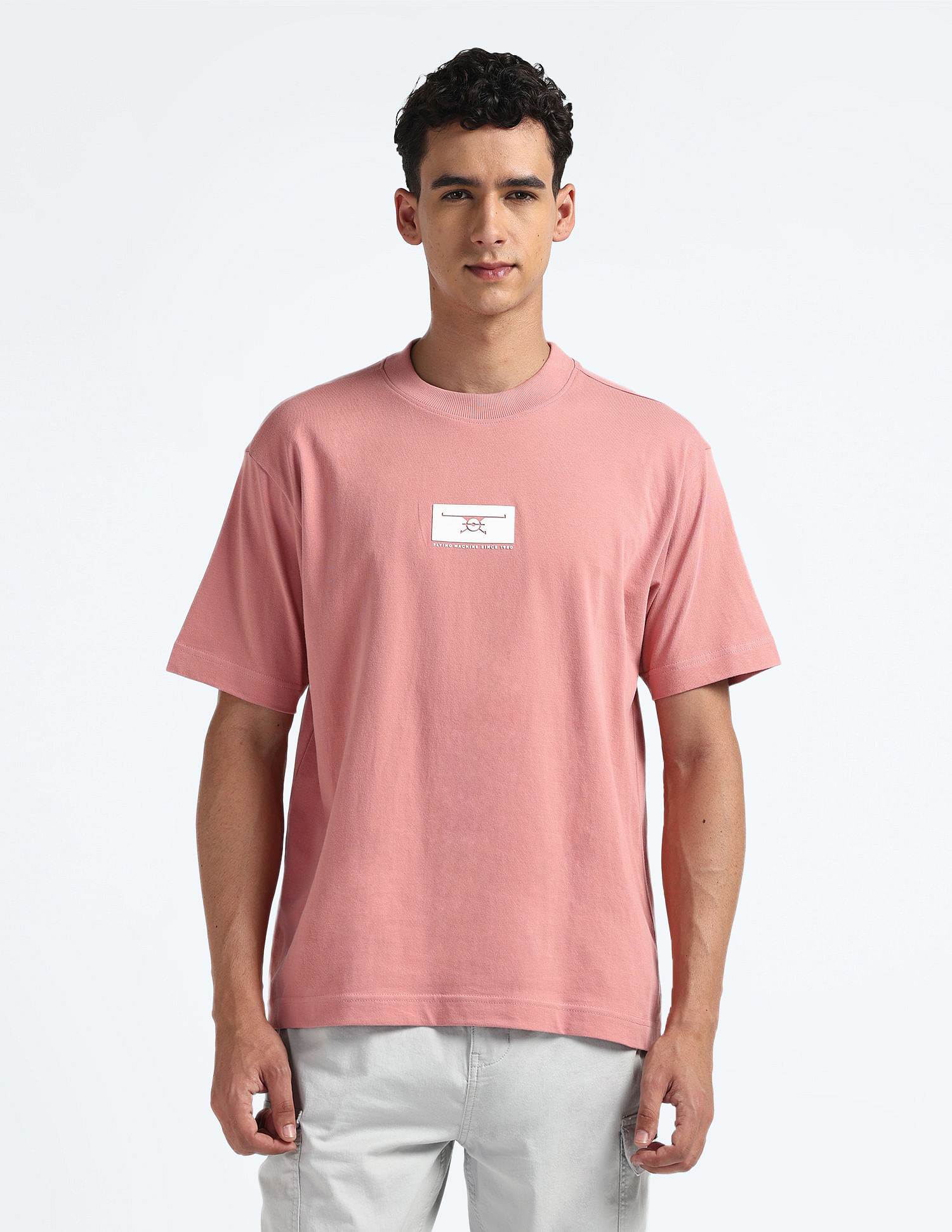 Flying Machine Crew Neck Relaxed Fit Logo T-Shirt