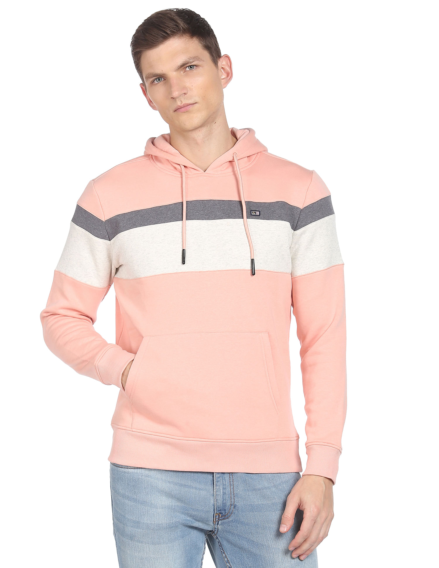 Arrow Sports Colour Block Hooded Sweatshirt
