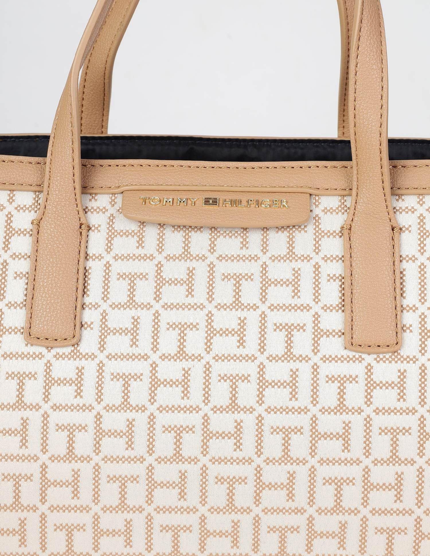 Tommy Hilfiger Logo Brown Polyester Hand Bag