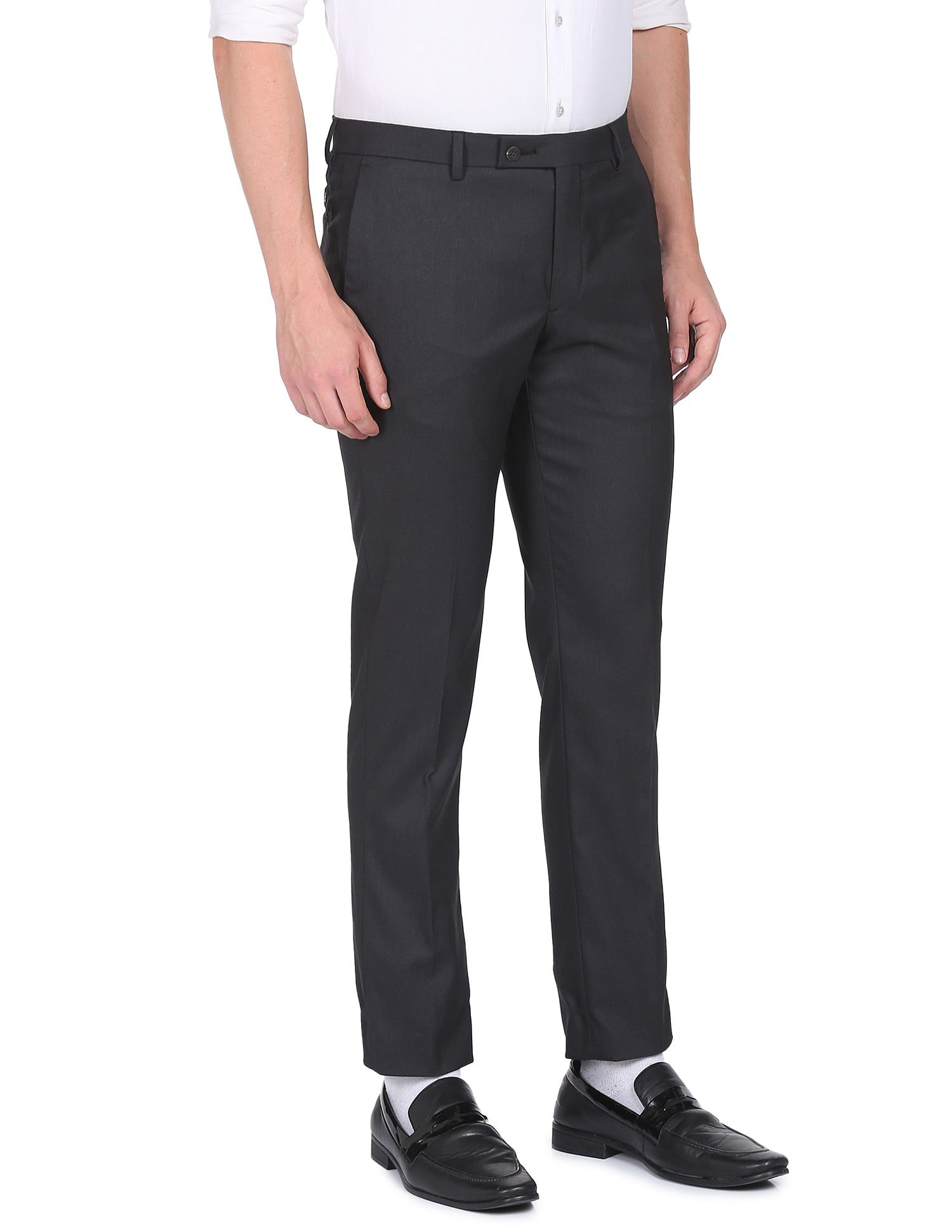 Buy Arrow Mid Rise Hudson Tailored Fit Formal Trousers - NNNOW.com