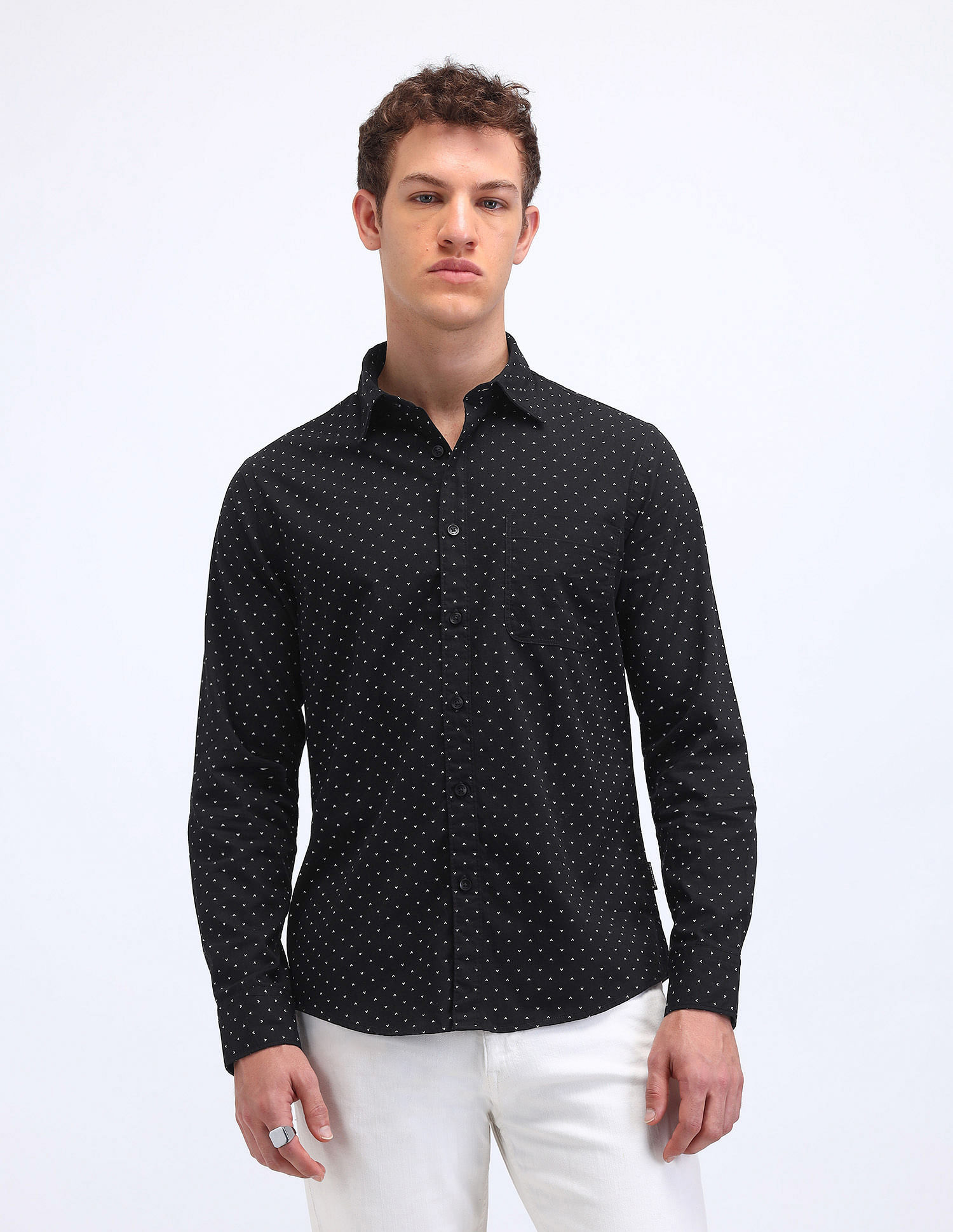 Flying Machine Geometric Slim Fit Shirt