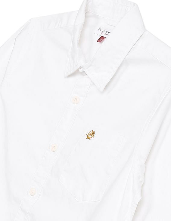 U.S. Polo Assn. Kids Boys Spread Collar Solid Shirt