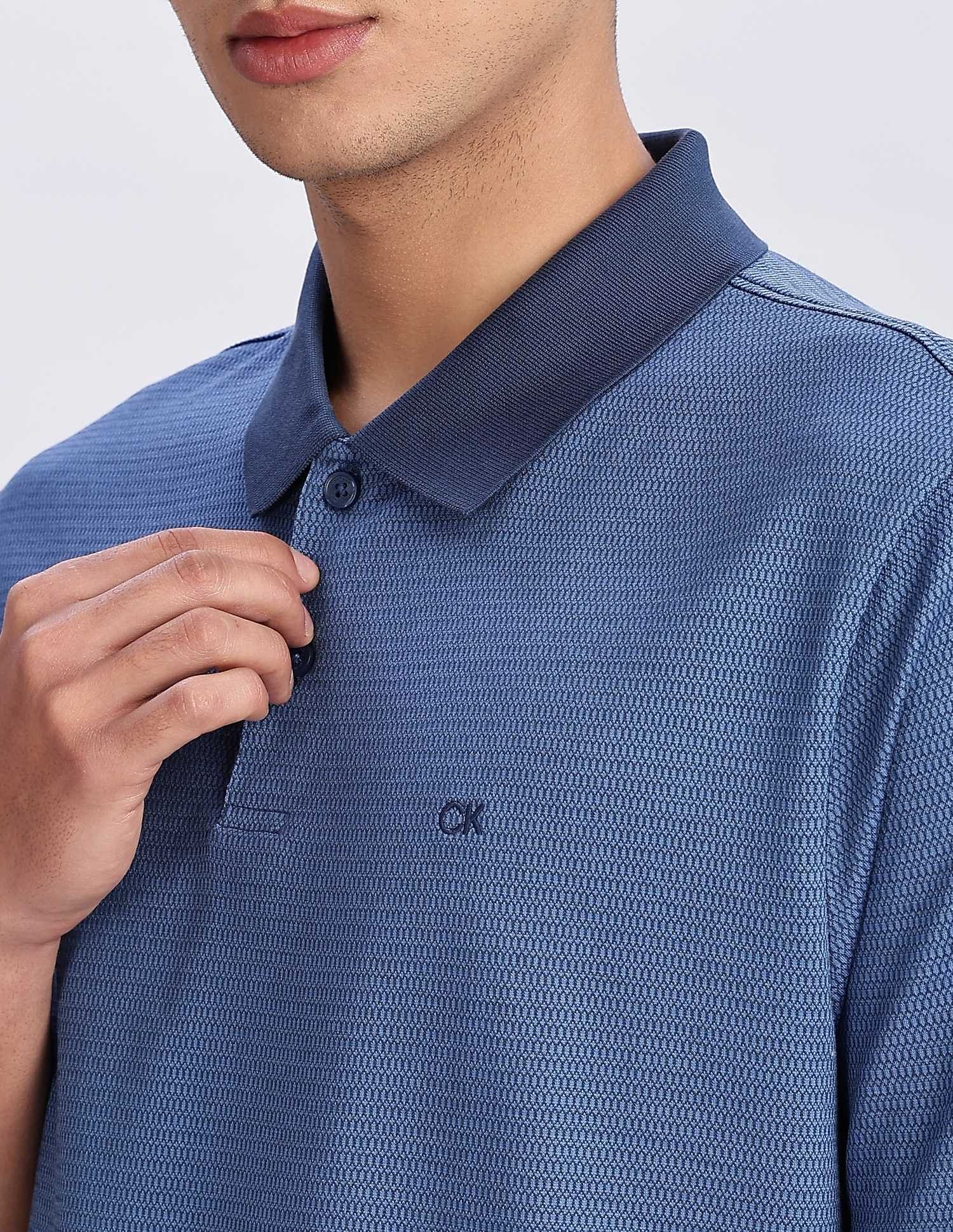 Calvin Klein Jeans Regular-Fit Geometric Cotton Polo Shirt