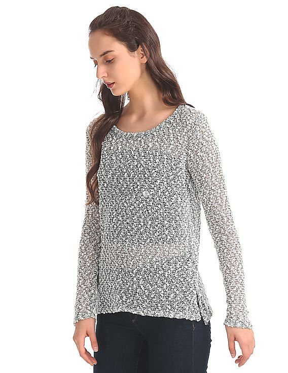 Aeropostale Popcorn Metallic Sheer Top