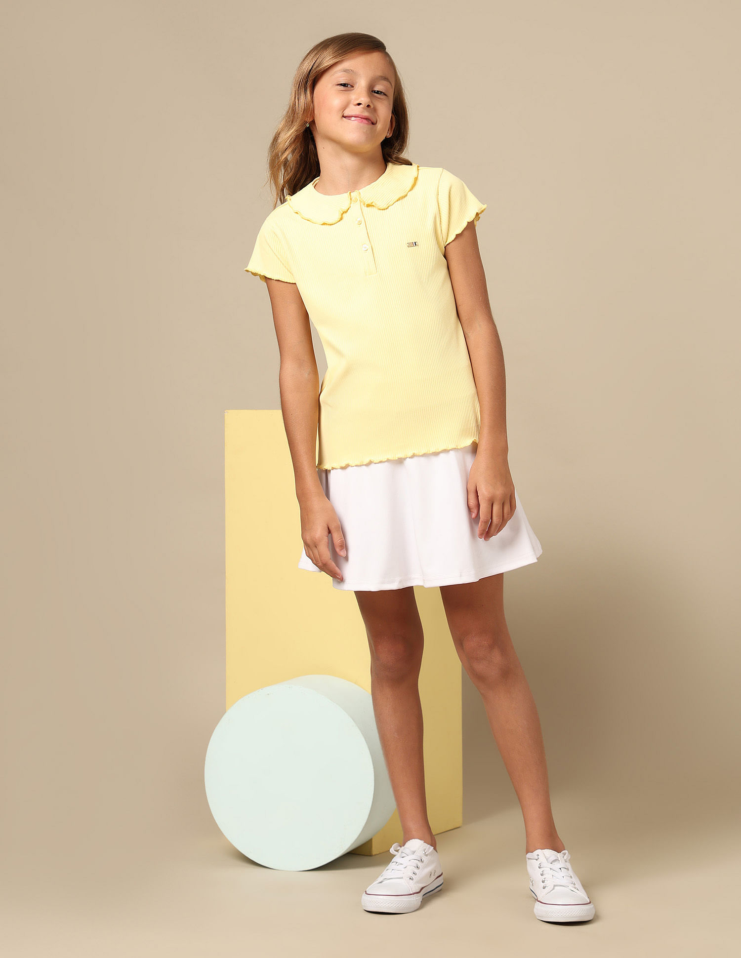 U.S. Polo Assn. Kids Girls Relaxed Fit Lettuce Edge T-Shirt