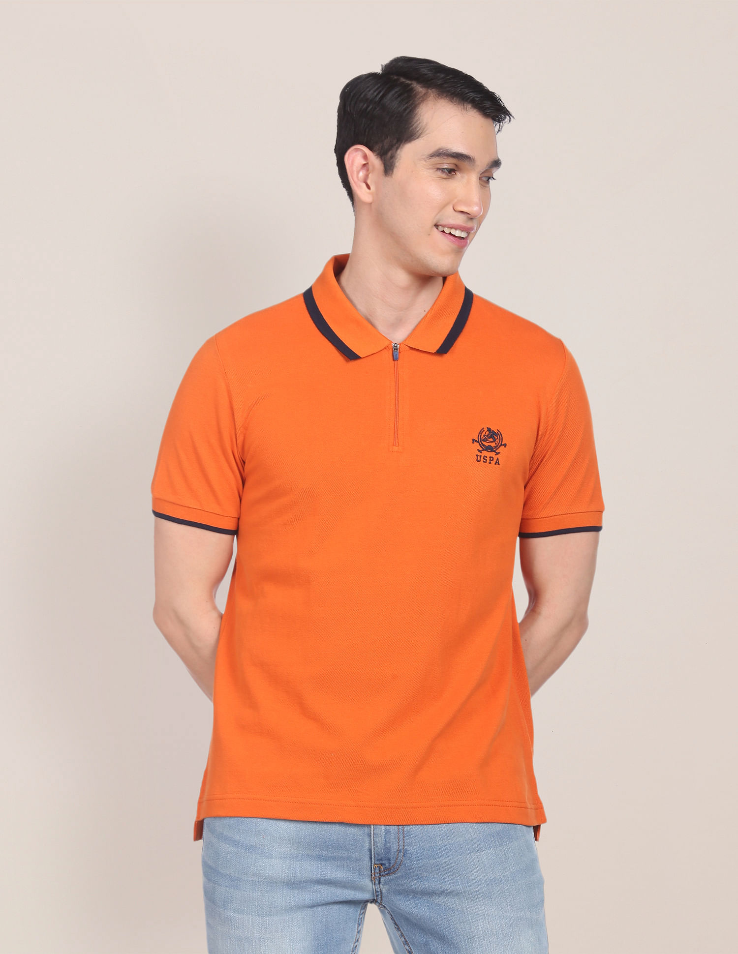 U.S. Polo Assn. Logo Embroidered Tipped Collar Polo Shirt
