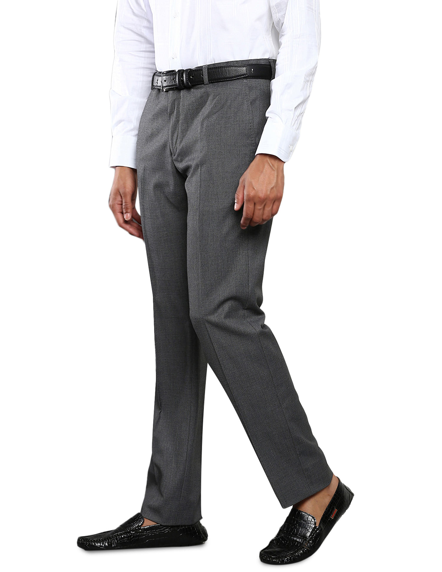Tahvo Men Grey Textured Viscose Rayon Trousers 38  JioMart