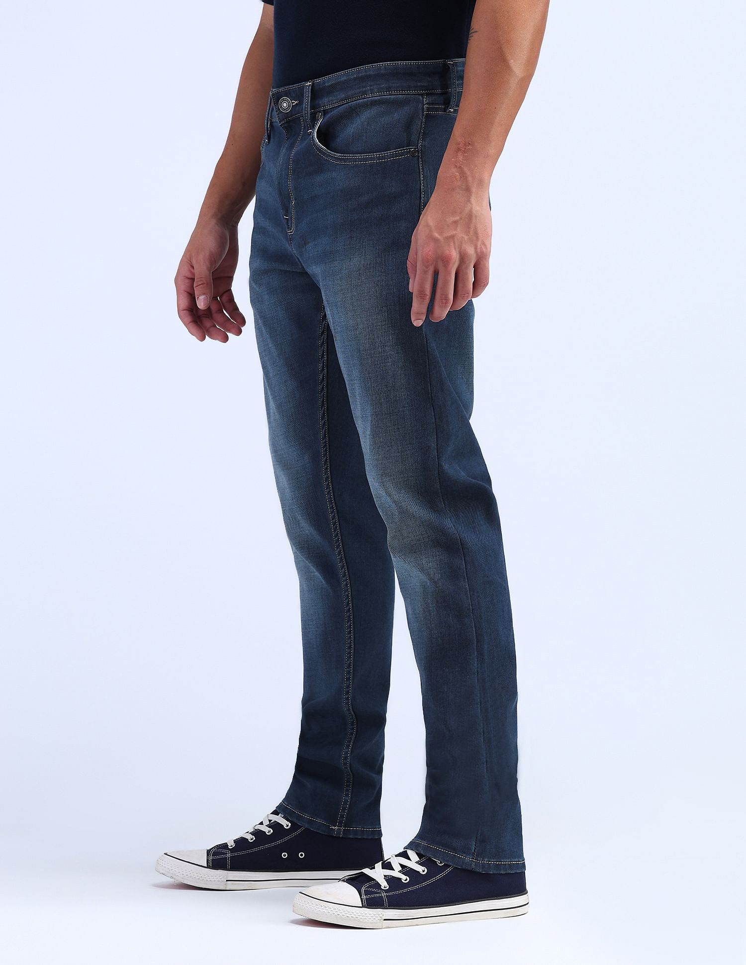 Flying Machine Slash Slim Tapered Washed Jeans