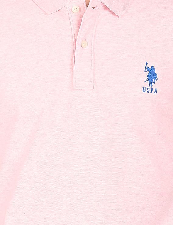 U.S. Polo Assn. Men Light Pink Solid Short Sleeve T-shirt