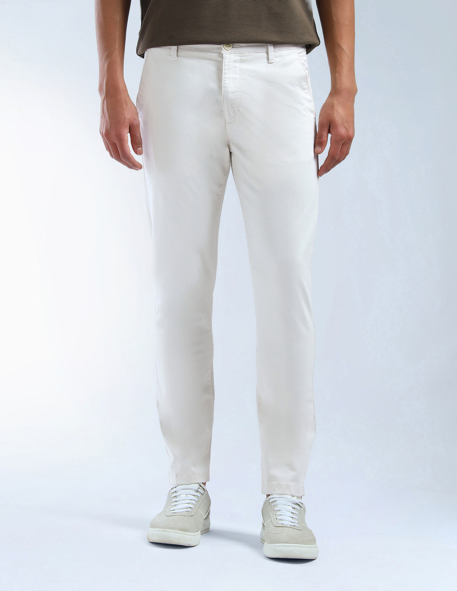 Flying Machine Mid Rise Slash Slim Tapered Fit Trousers