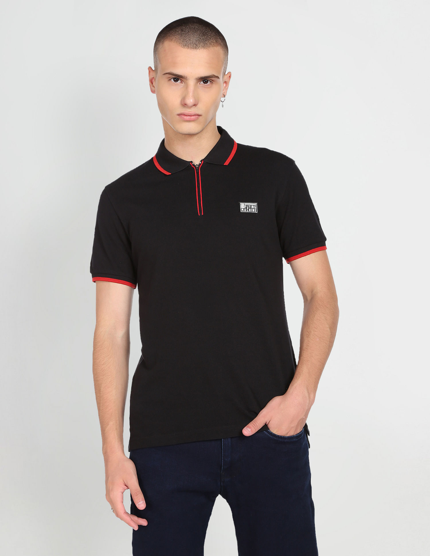 Flying Machine Solid Pique Cotton Polo Shirt