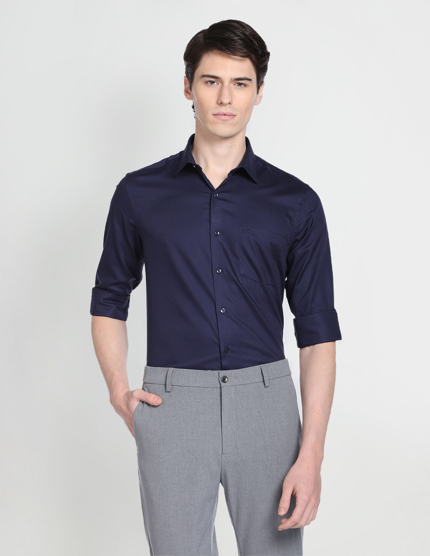 Arrow Geometric Patterned Slim Shirt