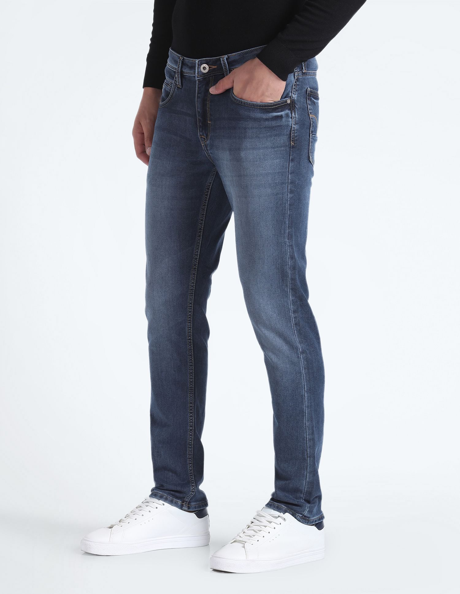 Flying Machine Mid Rise Stone Wash Jeans