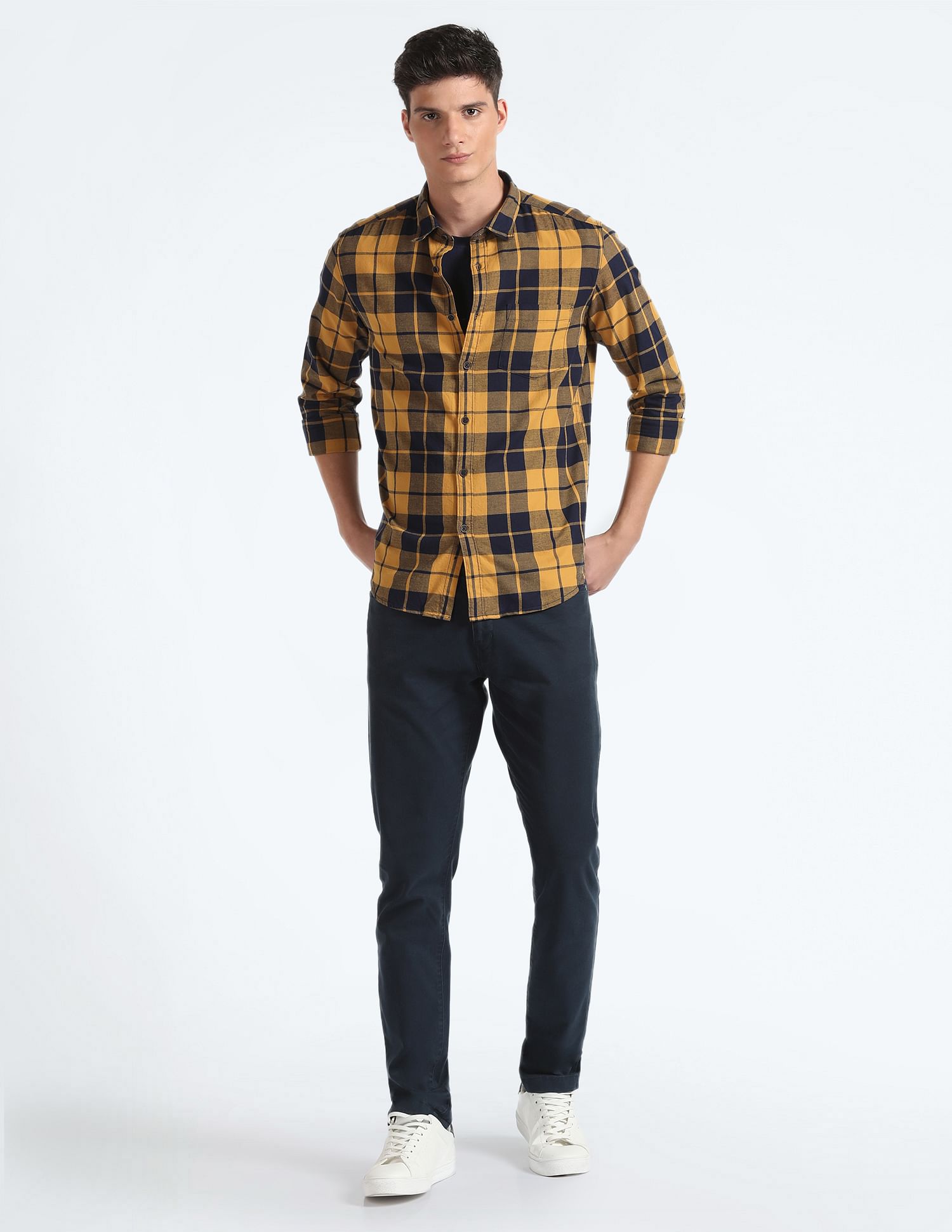 Flying Machine Plaid Check Pure Cotton Shirt