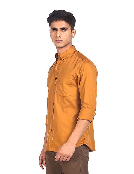 mustard button up