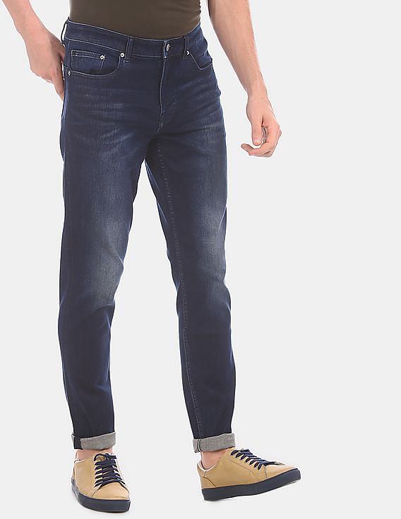 Calvin Klein Men Dark Slim Fit Blue Stone Wash Jeans