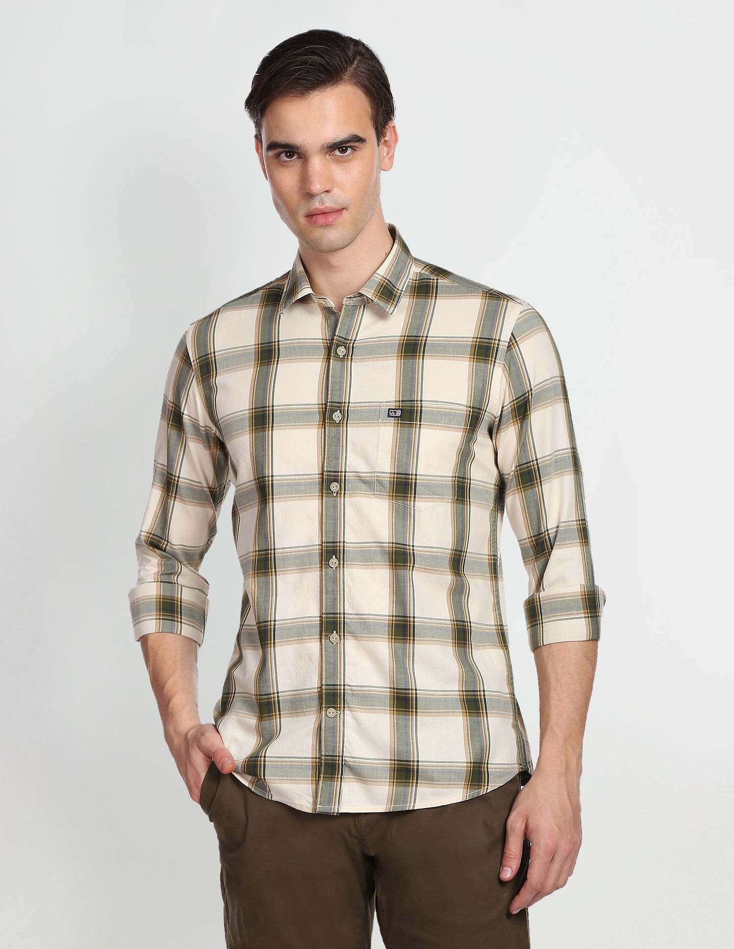 Arrow Sports Tartan Check Slim Fit Casual Shirt
