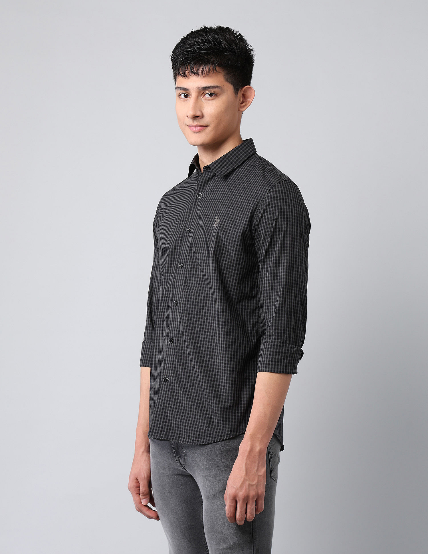 U.S. Polo Assn. Denim Co. Pure Cotton Micro Checked Shirt