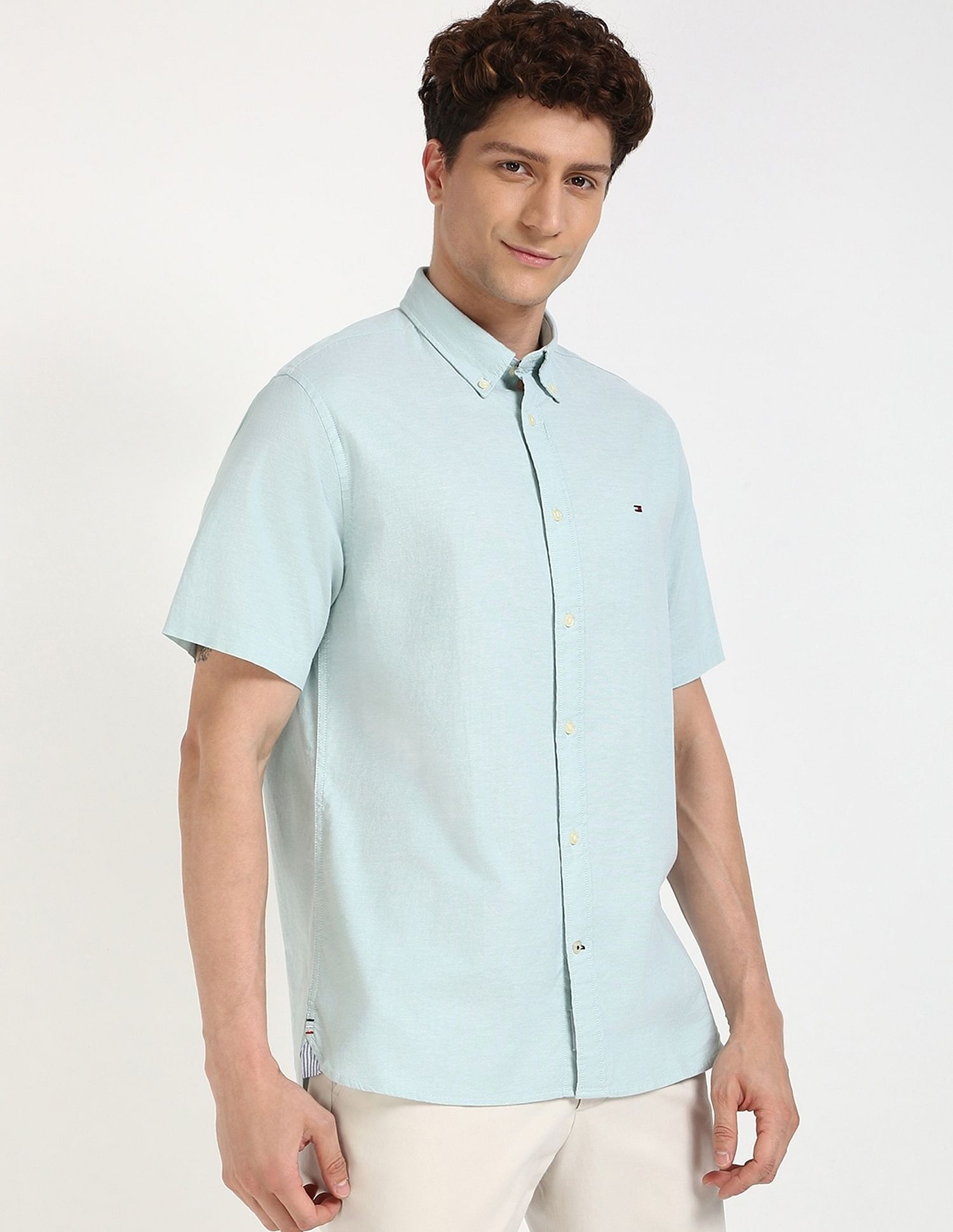 Tommy Hilfiger Solid Regular-Fit Cotton Shirt