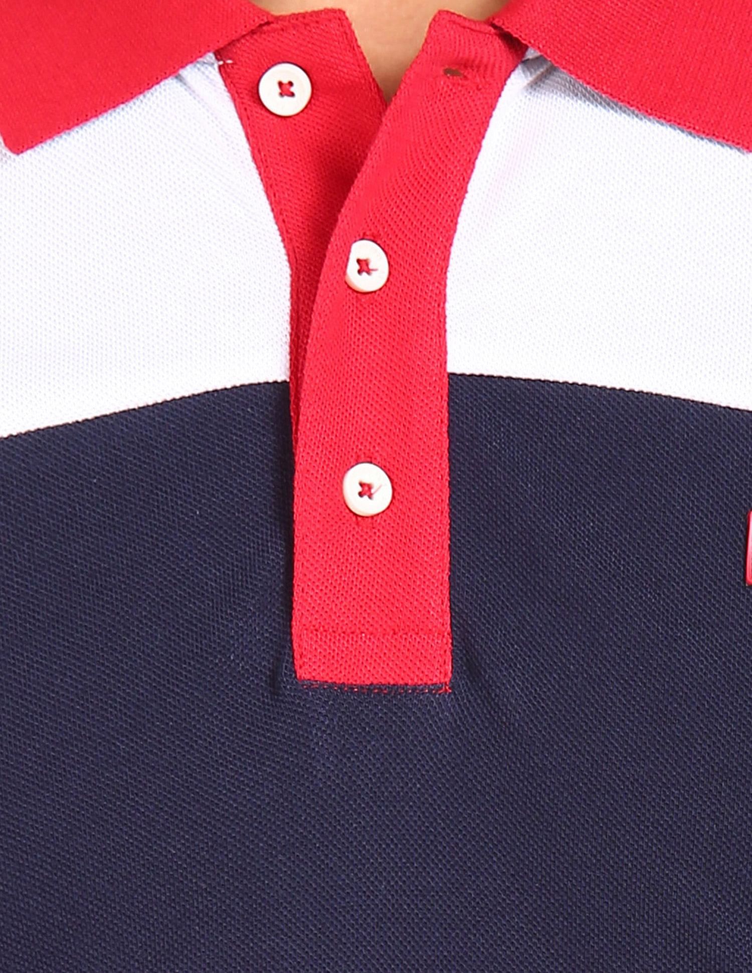 AD by Arvind Cotton Colour Block Polo Shirt