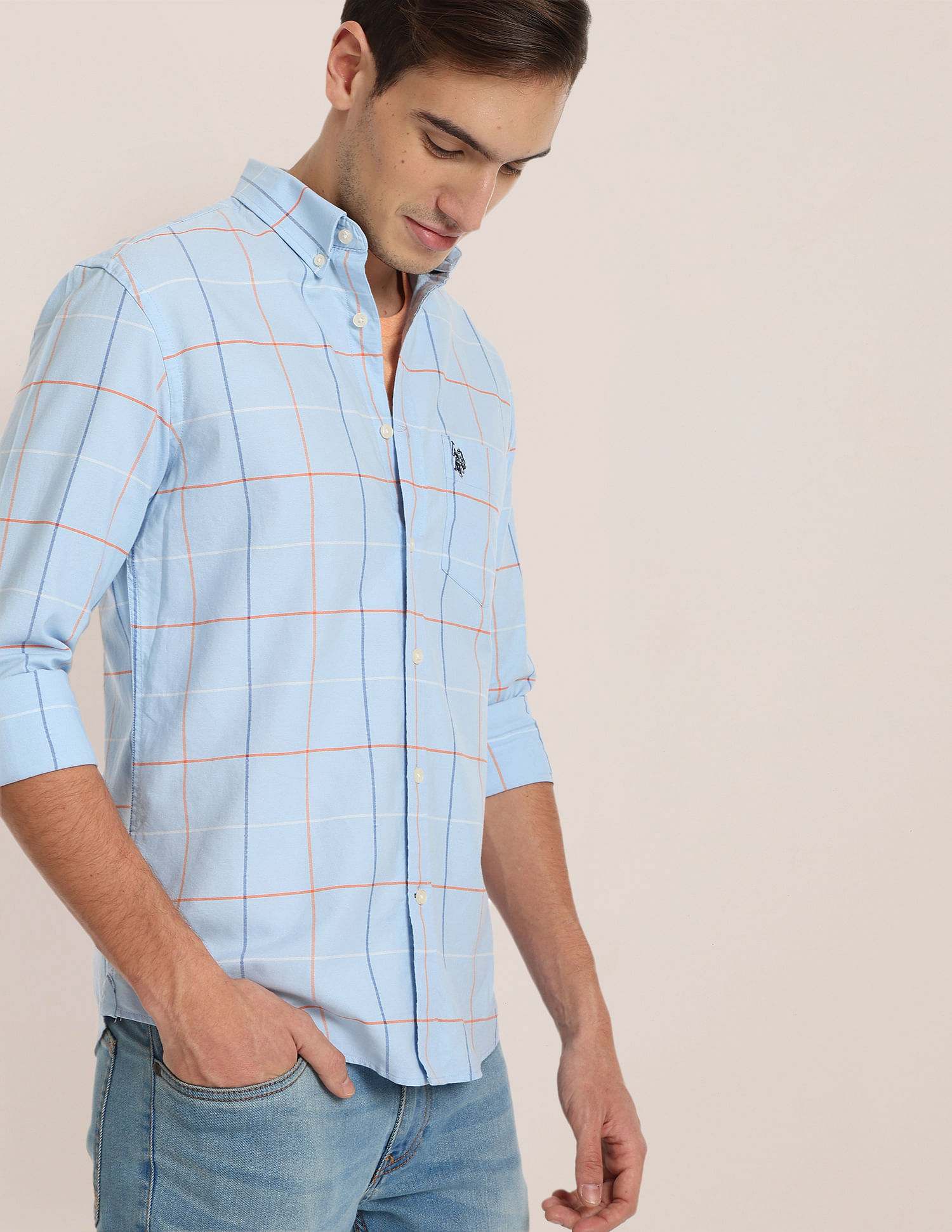 Buy U.S. Polo Assn. Oxford Check Cotton Casual Shirt - NNNOW.com