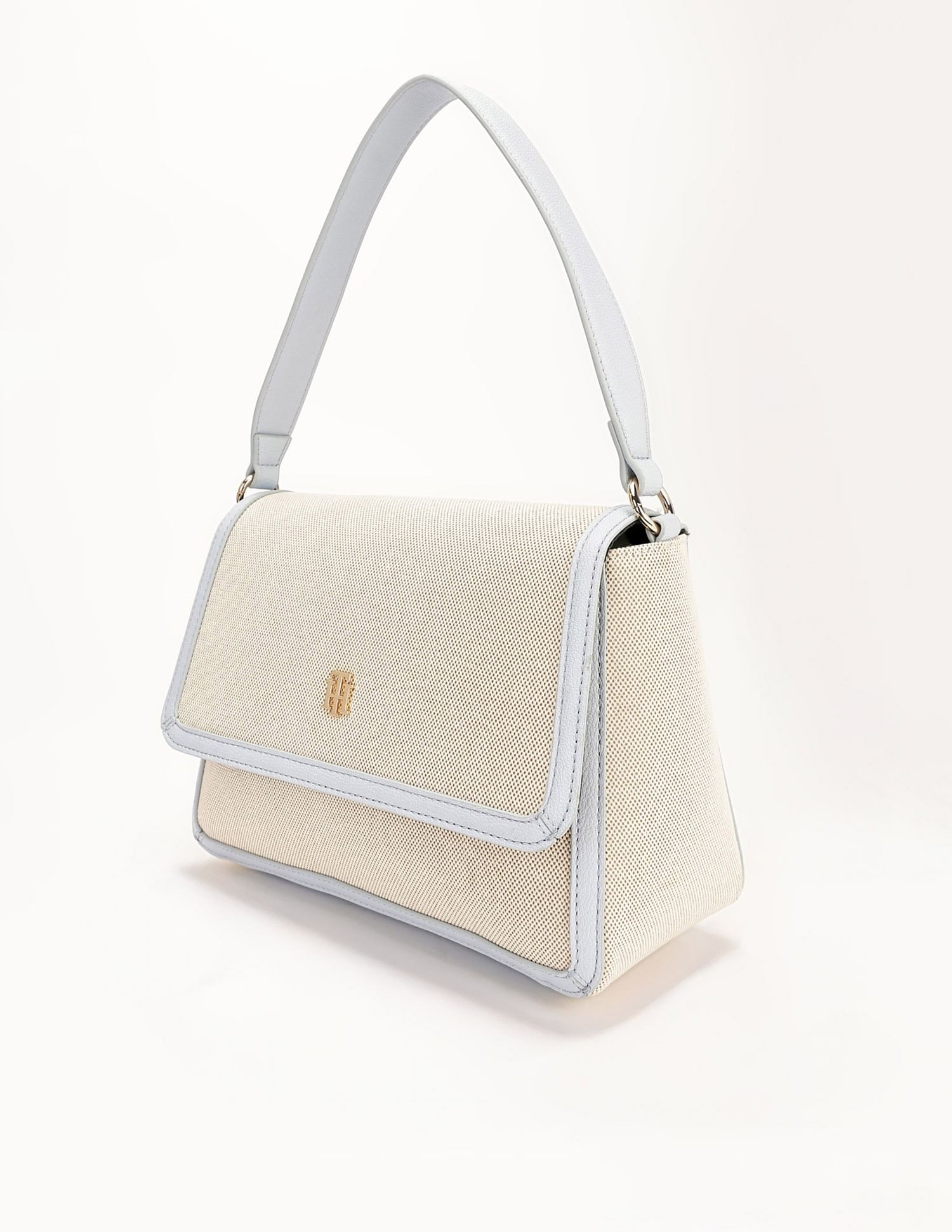 Tommy Hilfiger Solid Blue Polyester Hand Bags