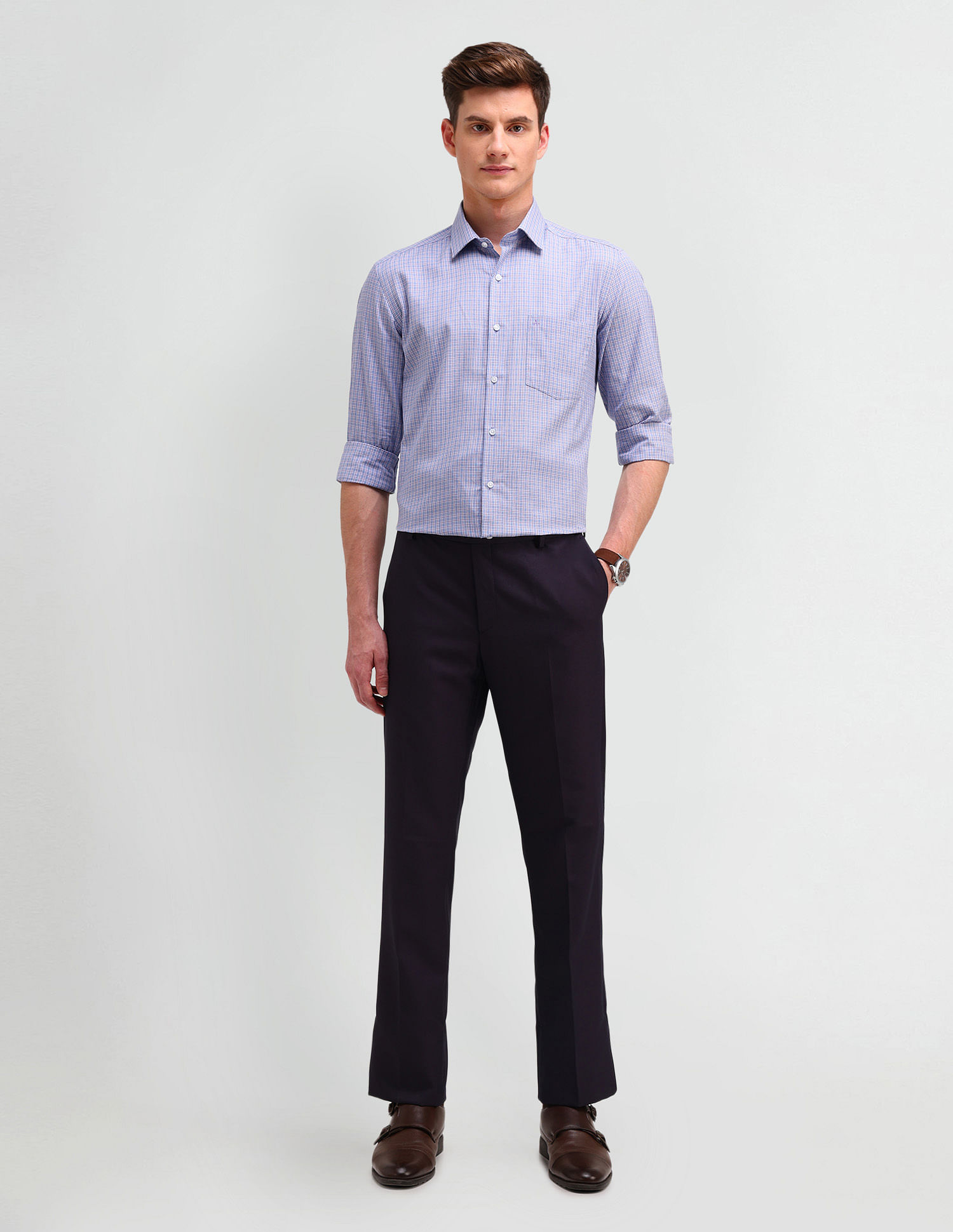Arrow Slim Fit Micro Checked Shirt