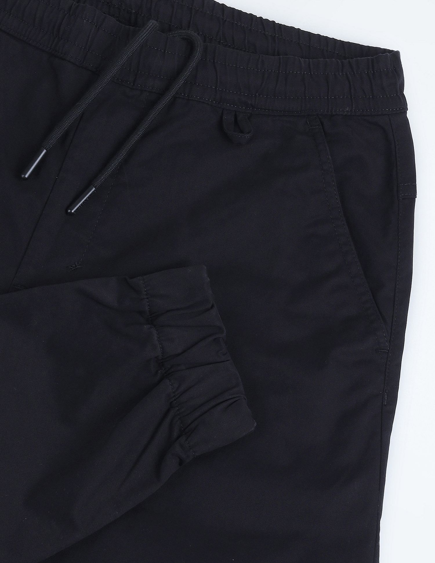 Flying Machine Drawstring Waist Solid Trousers